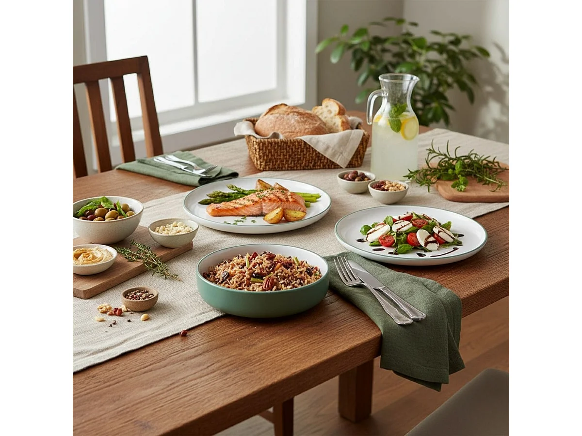 Vajilla Bodo Luminarc 12 piezas 4 servicios cerámica verde/blanco