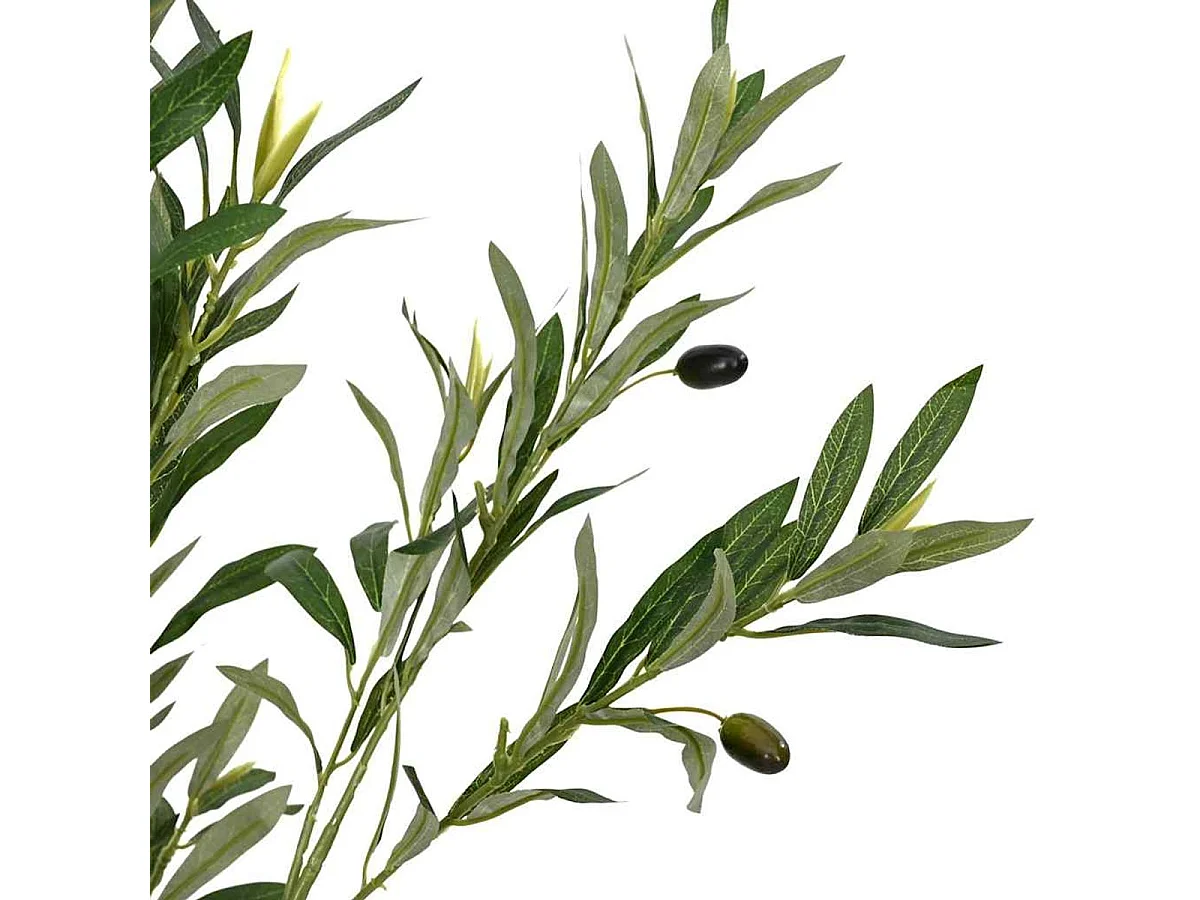 Planta artificial Olivo 450 ramas macetero + aceitunas verde oscuro 120 cm