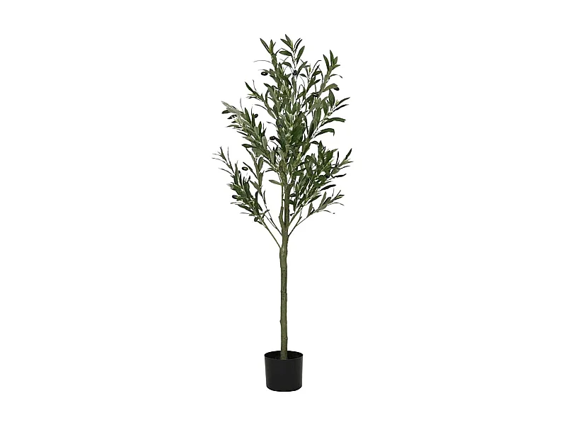 Planta artificial Olivo 450 ramas macetero + aceitunas verde oscuro 120 cm