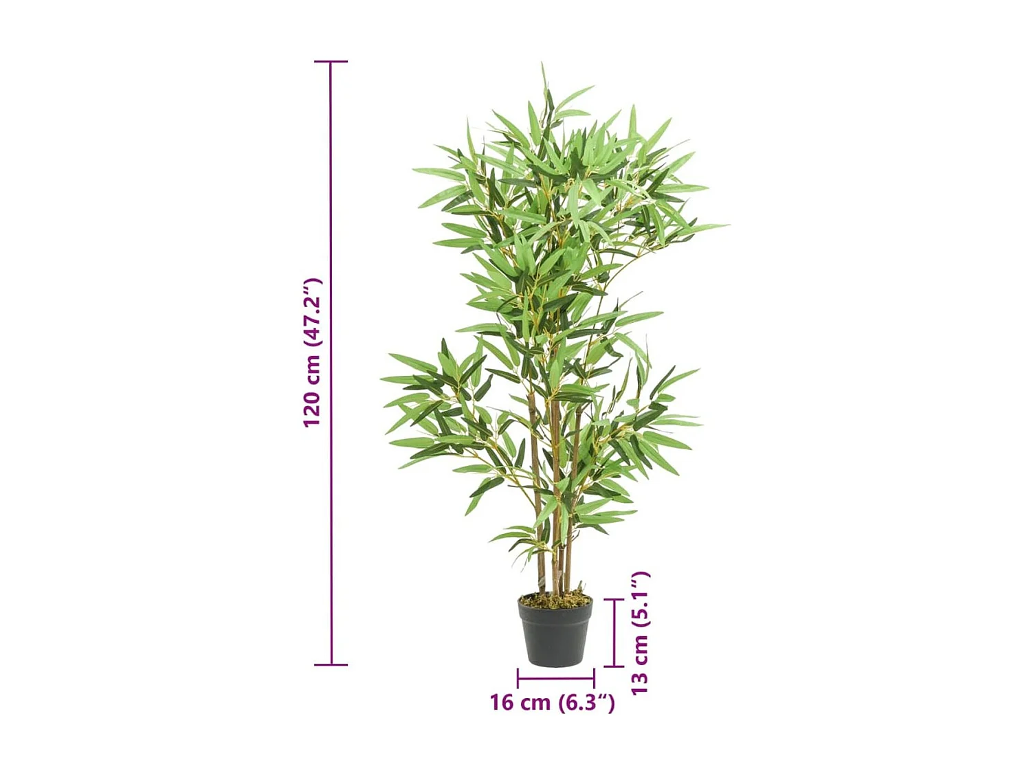 Planta artificial Bambú con macetero verde 120 cm