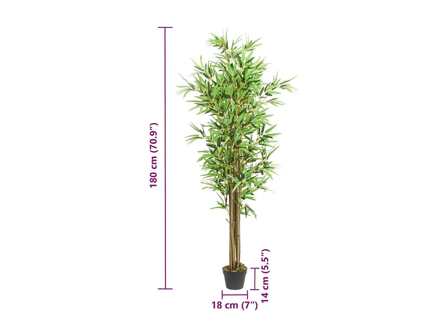 Planta artificial Bambú con macetero verde 180 cm