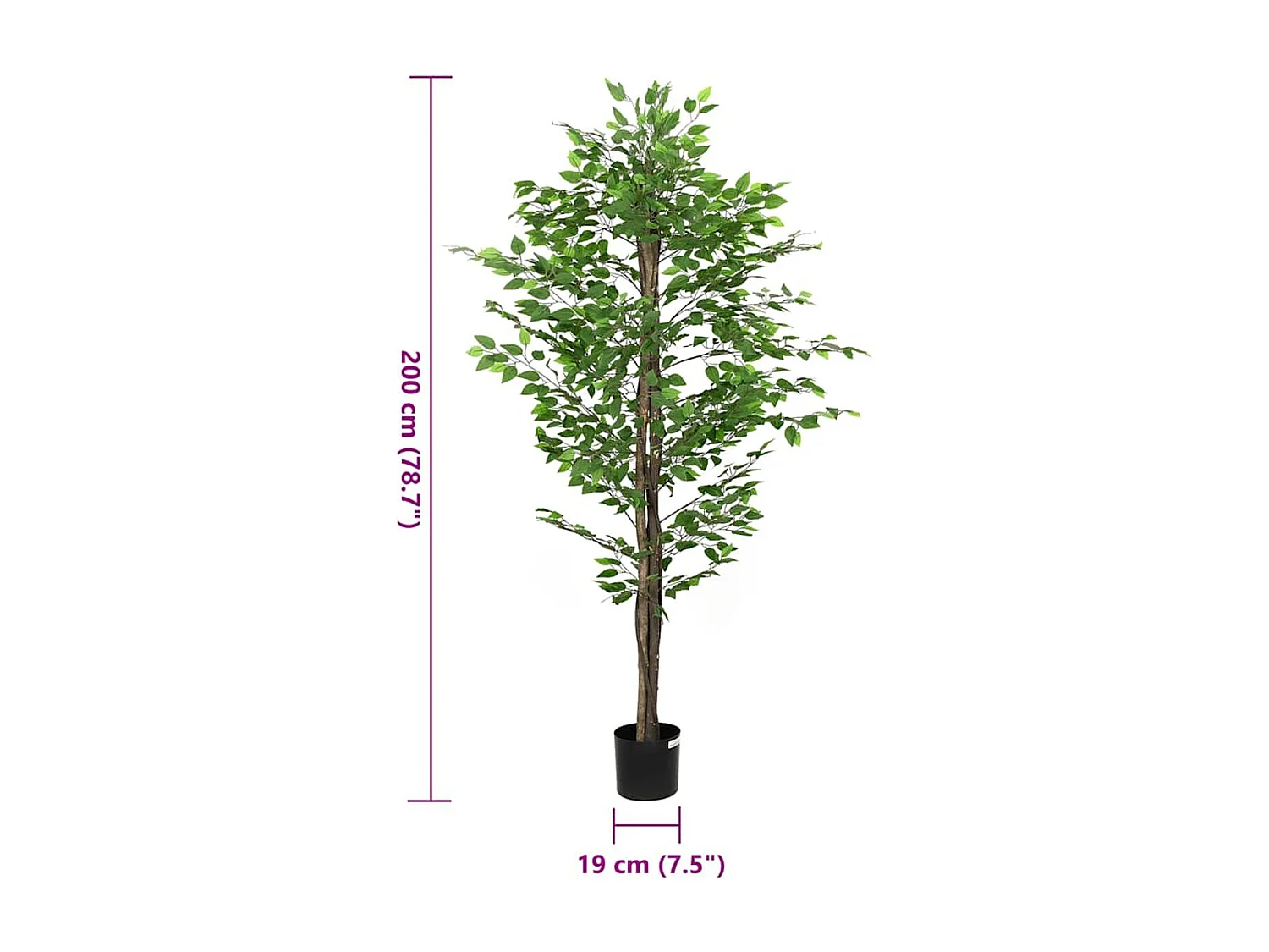 Planta artificial Ficus 1260 hojas verde 200 cm