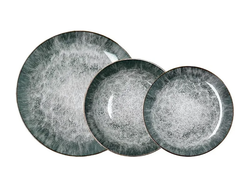 Vajilla Stela Bidasoa 12 piezas 4 servicios porcelana verde oscuro