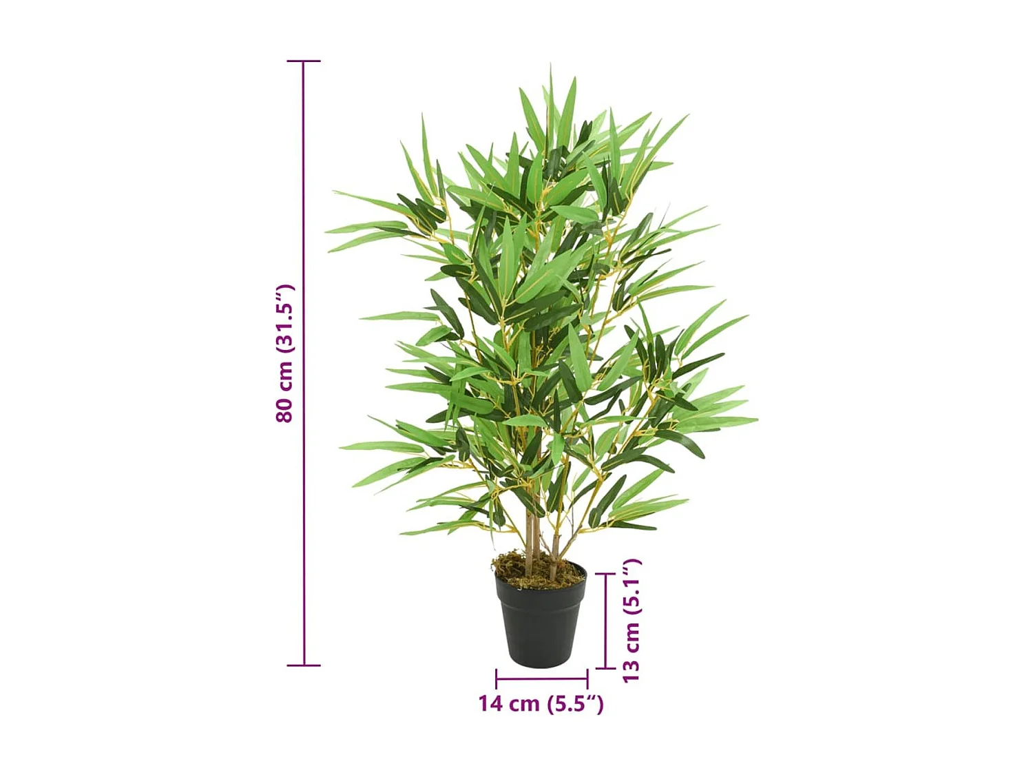 Planta artificial Bambú con macetero verde 80 cm