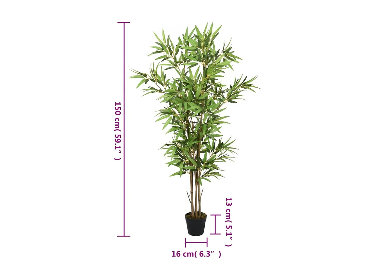 Planta artificial Bambú con macetero verde 150 cm