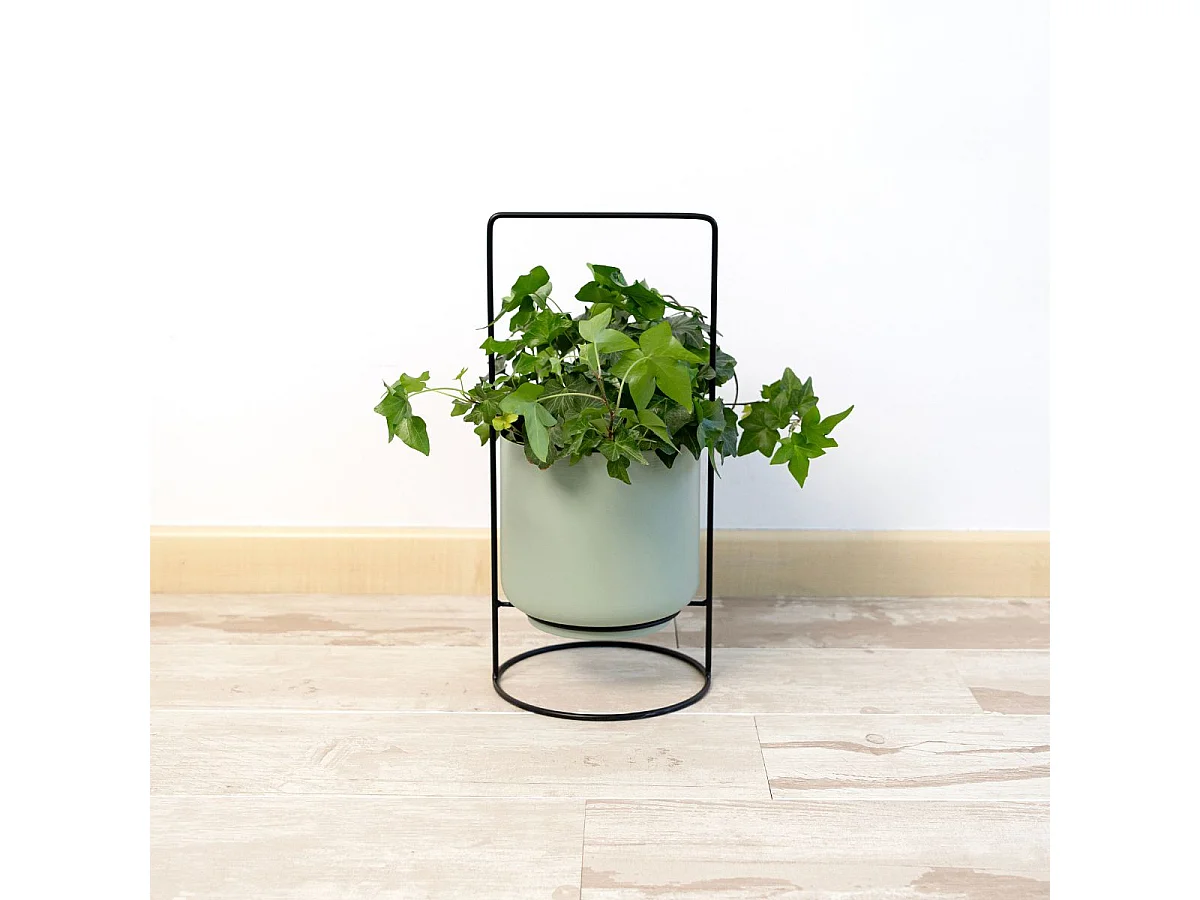 Macetero MOA Vinthera con asa acero verde claro Ø18x39 cm