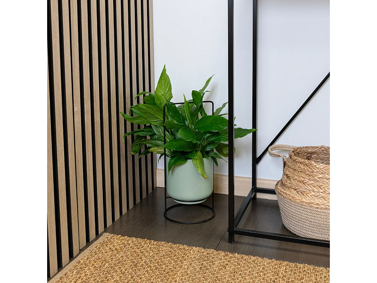 Macetero MOA Vinthera con asa acero verde claro Ø18x39 cm