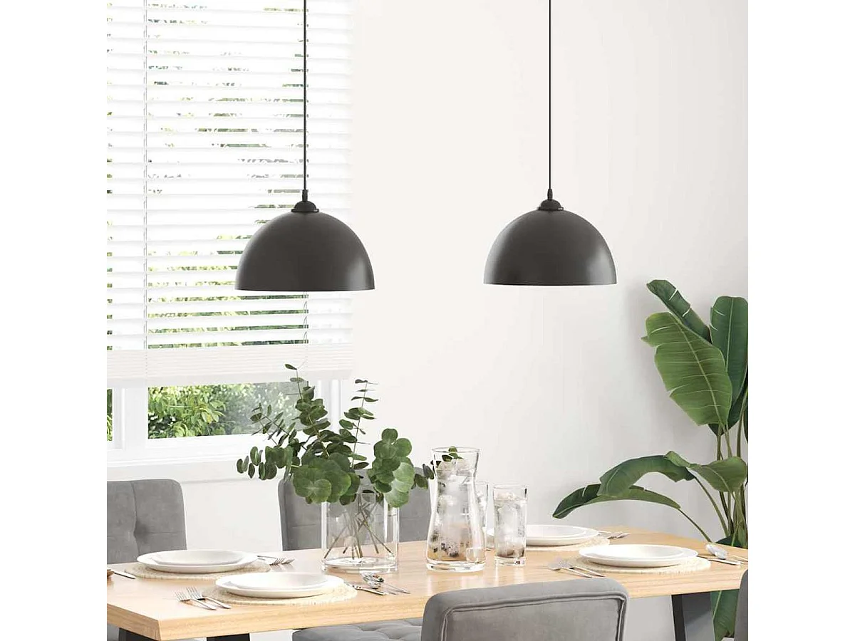 Pack de 2 lámparas de techo Rose altura regulable negro Ø30x120 cm