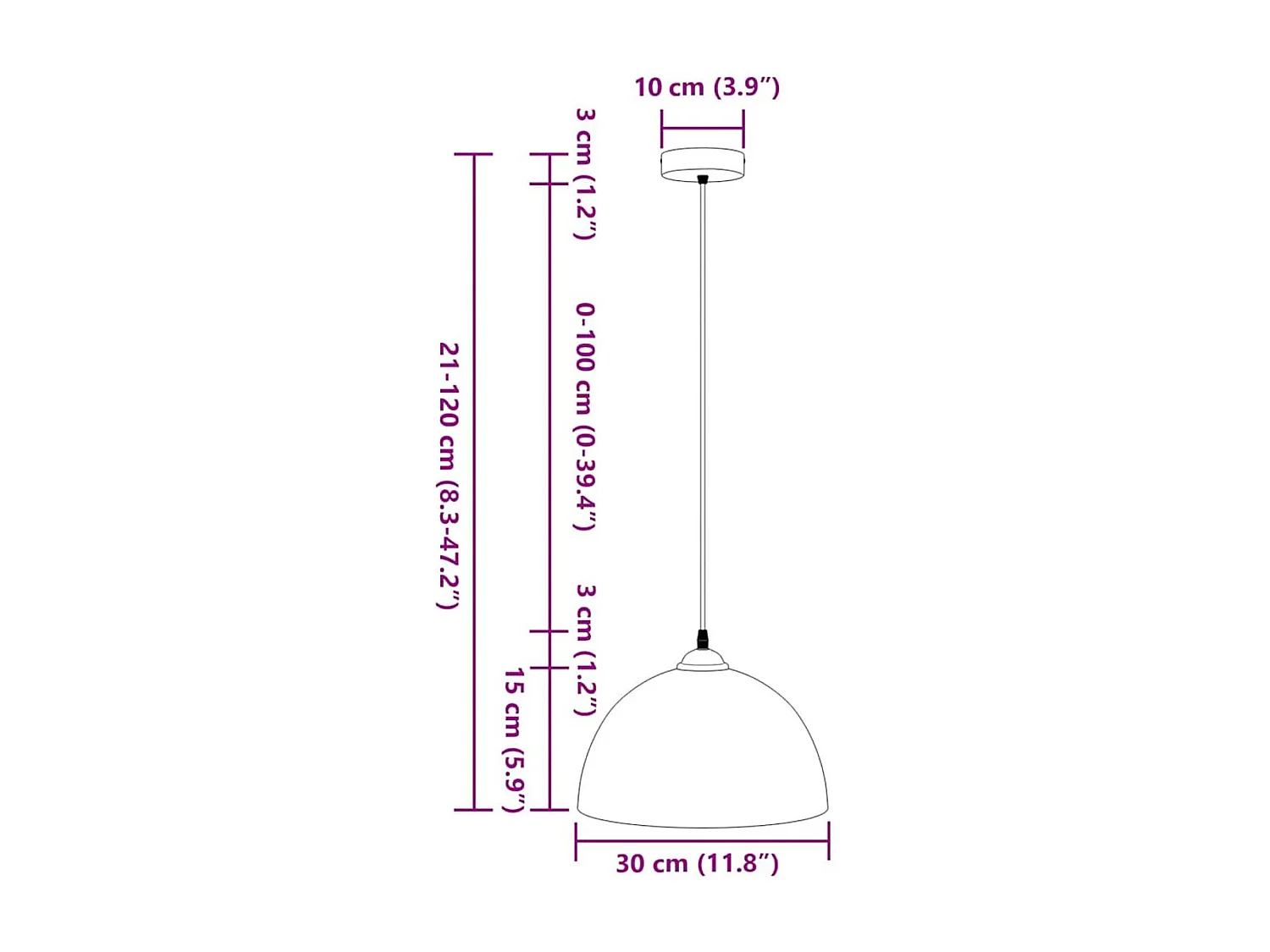Pack de 2 lámparas de techo Rose altura regulable negro Ø30x120 cm