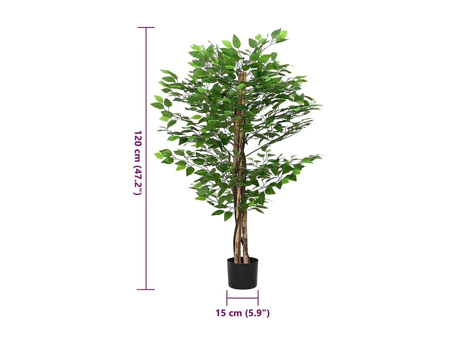 Planta artificial Ficus 788 hojas verde 120 cm
