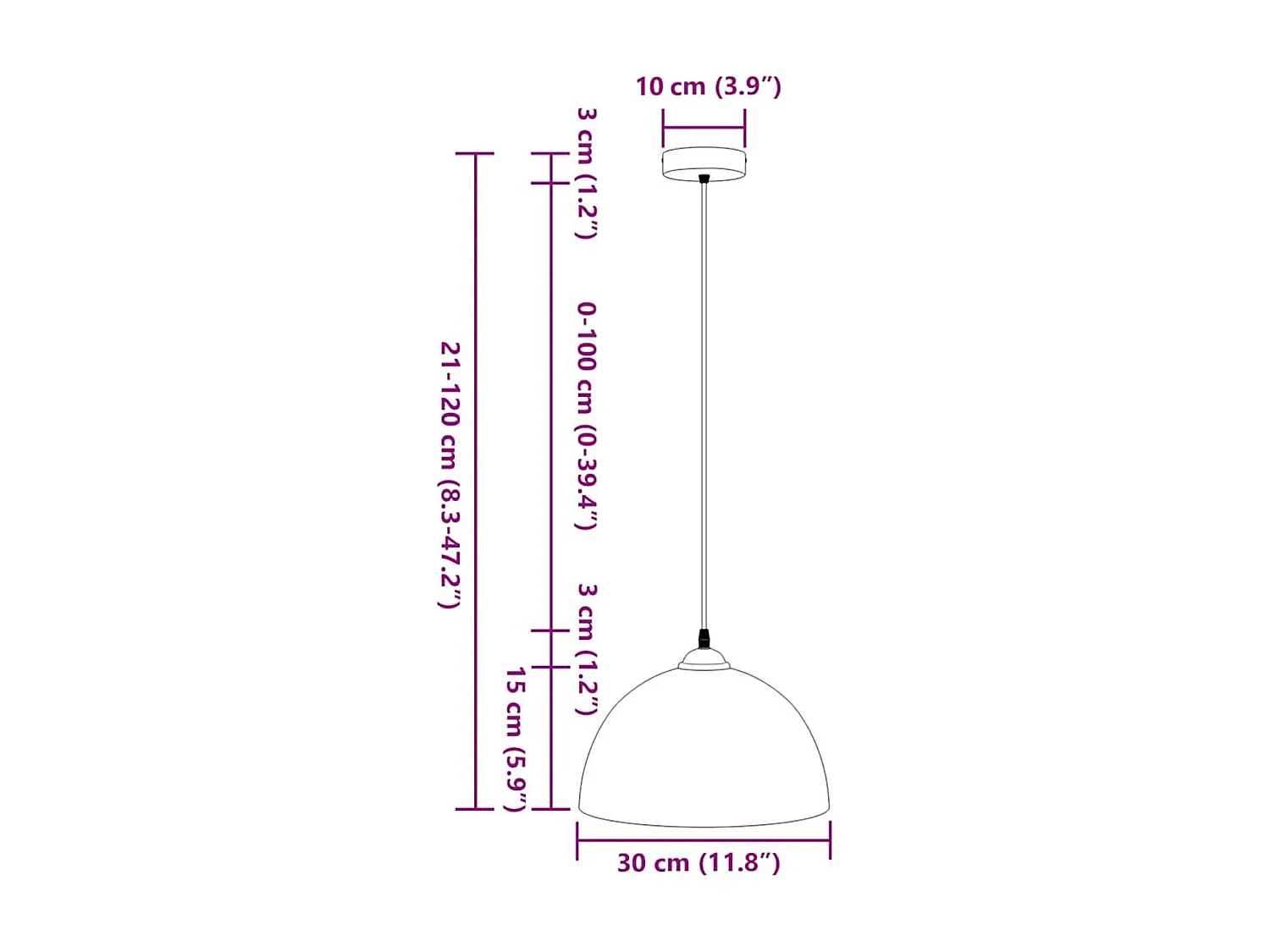 Pack de 2 lámparas de techo Rose altura regulable blanco Ø30x120 cm