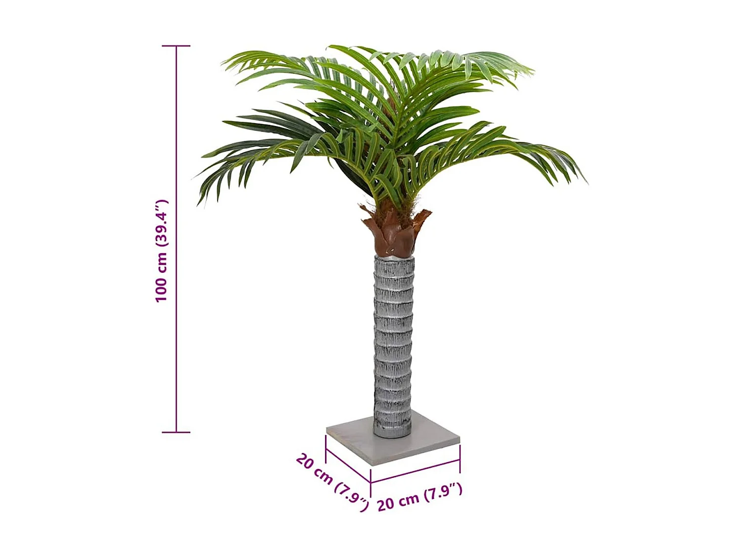 Planta artificial Palmera 6 hojas verde 100 cm