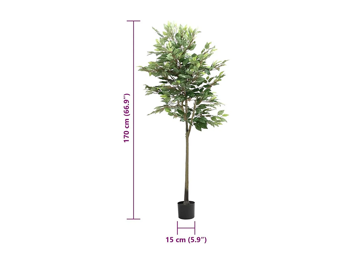 Planta artificial Bombay 756 hojas verde 170 cm