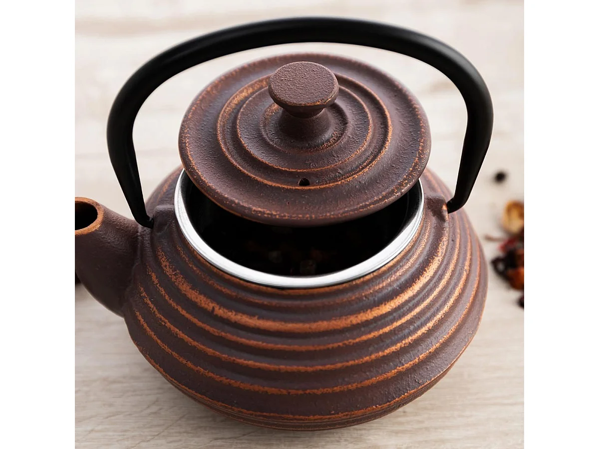 Tetera de hierro Serenia Quid con tapa + filtro acero inox marrón 30 cl