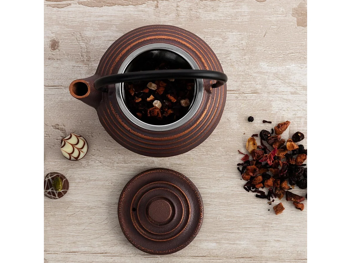 Tetera de hierro Serenia Quid con tapa + filtro acero inox marrón 30 cl