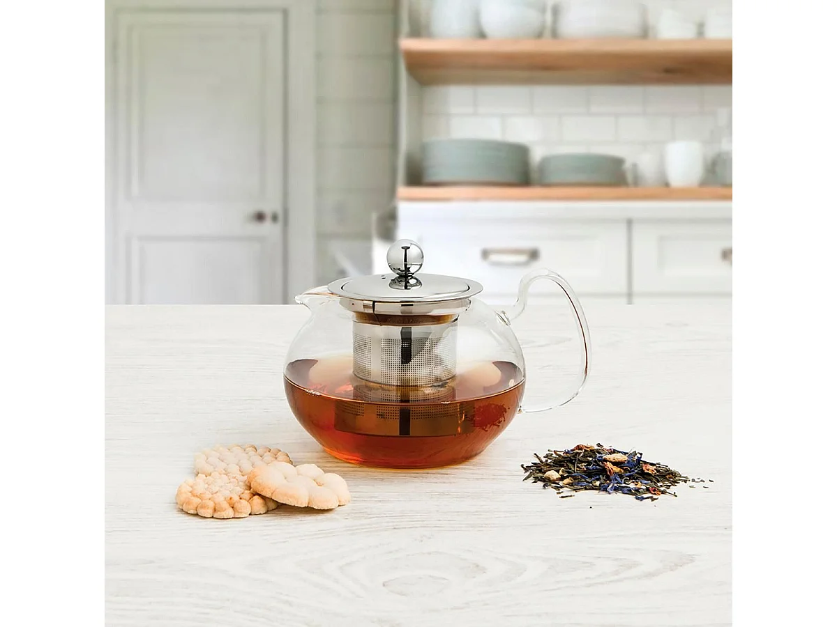 Tetera Serenia Quid con tapa filtro inox vidrio transparente 55 cl