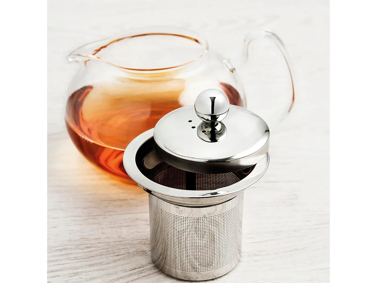 Tetera Serenia Quid con tapa filtro inox vidrio transparente 55 cl