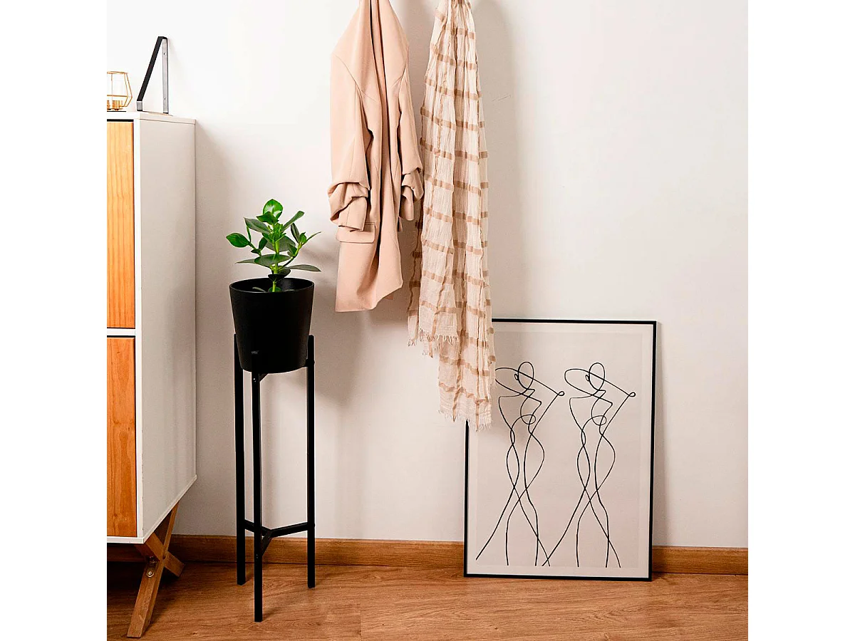 Soporte macetero MOA Vinthera diseño vertical negro 71x21x21 cm