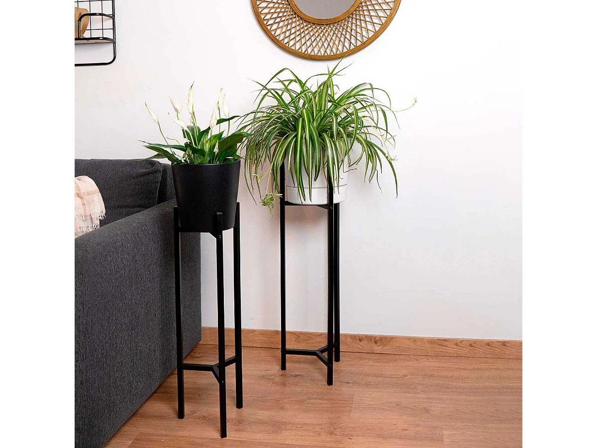 Soporte macetero MOA Vinthera diseño vertical negro 71x21x21 cm