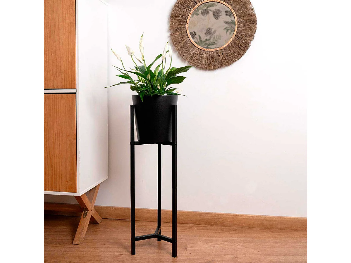 Soporte macetero MOA Vinthera diseño vertical negro 71x21x21 cm