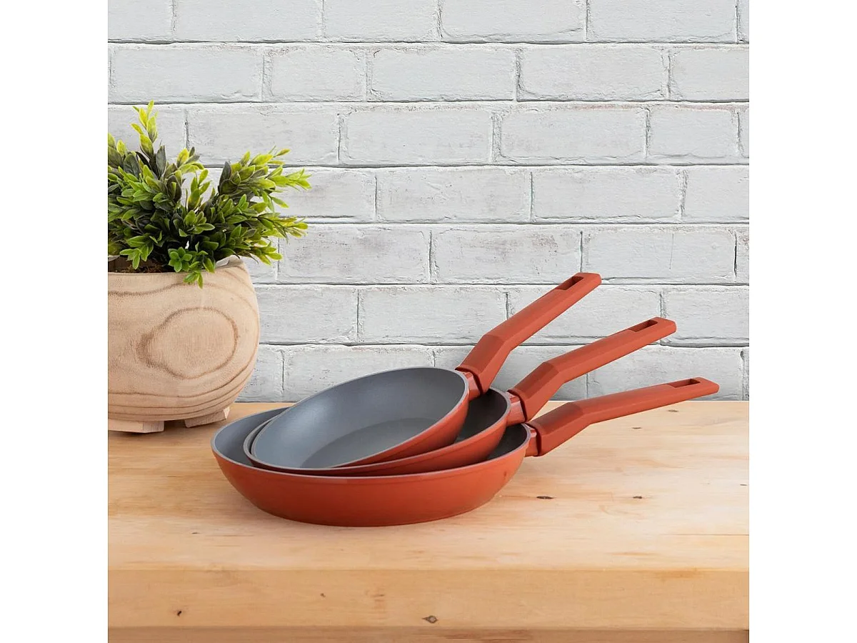 Pack de 3 sartenes Zocco Bidasoa aluminio forjado rojo