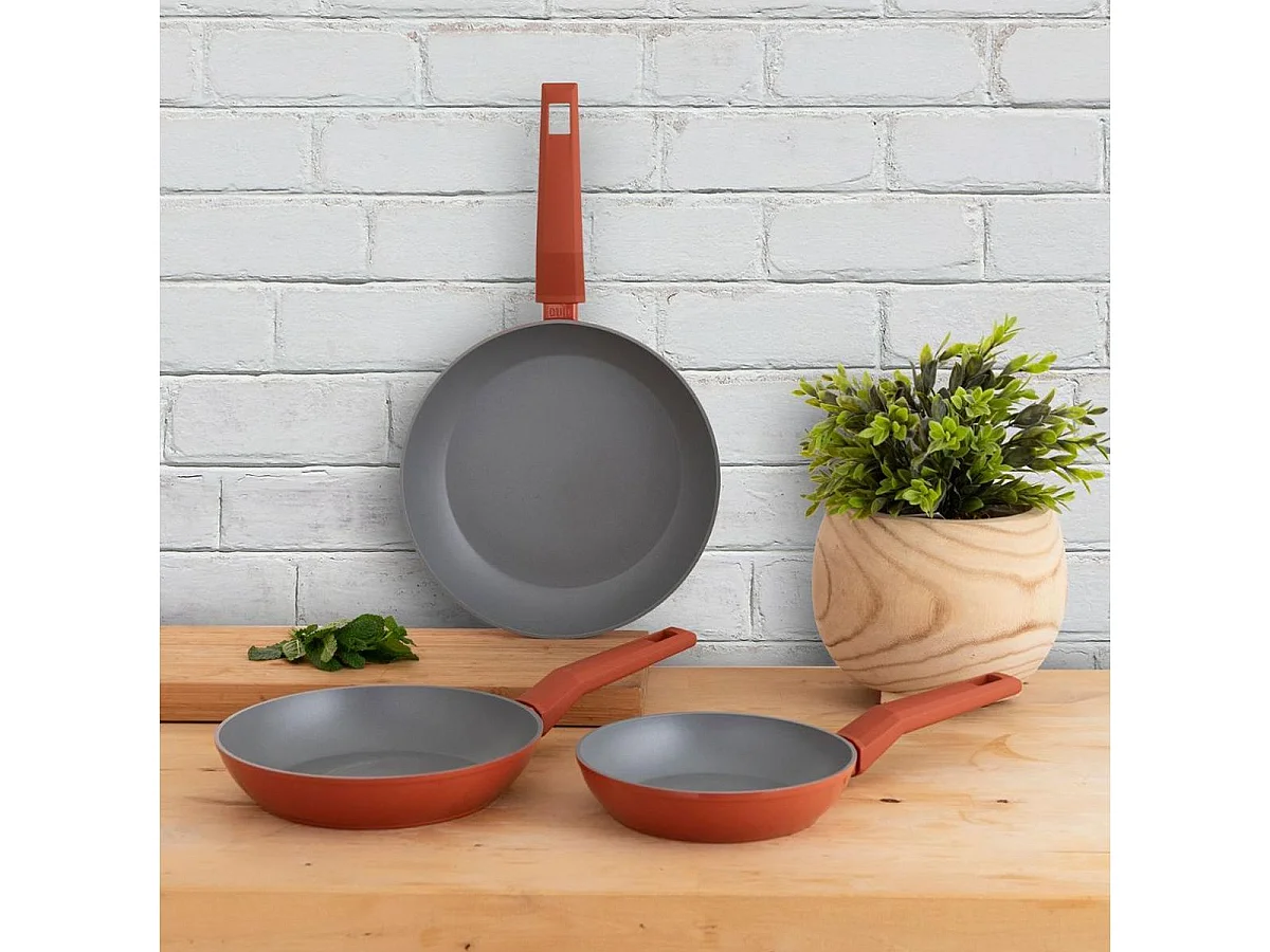 Pack de 3 sartenes Zocco Bidasoa aluminio forjado rojo