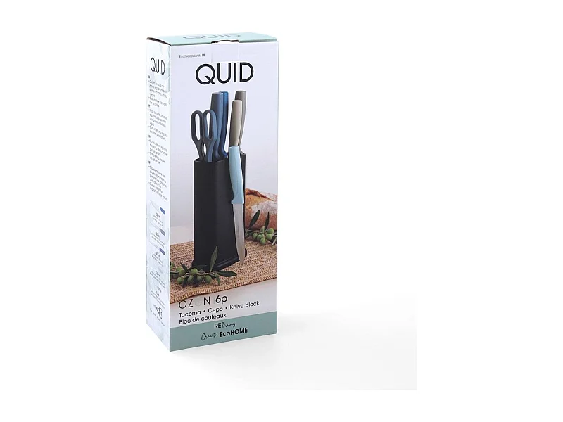Set de cocina Ozon Quid 5 cuchillos + tijeras negro 21x13x8 cm