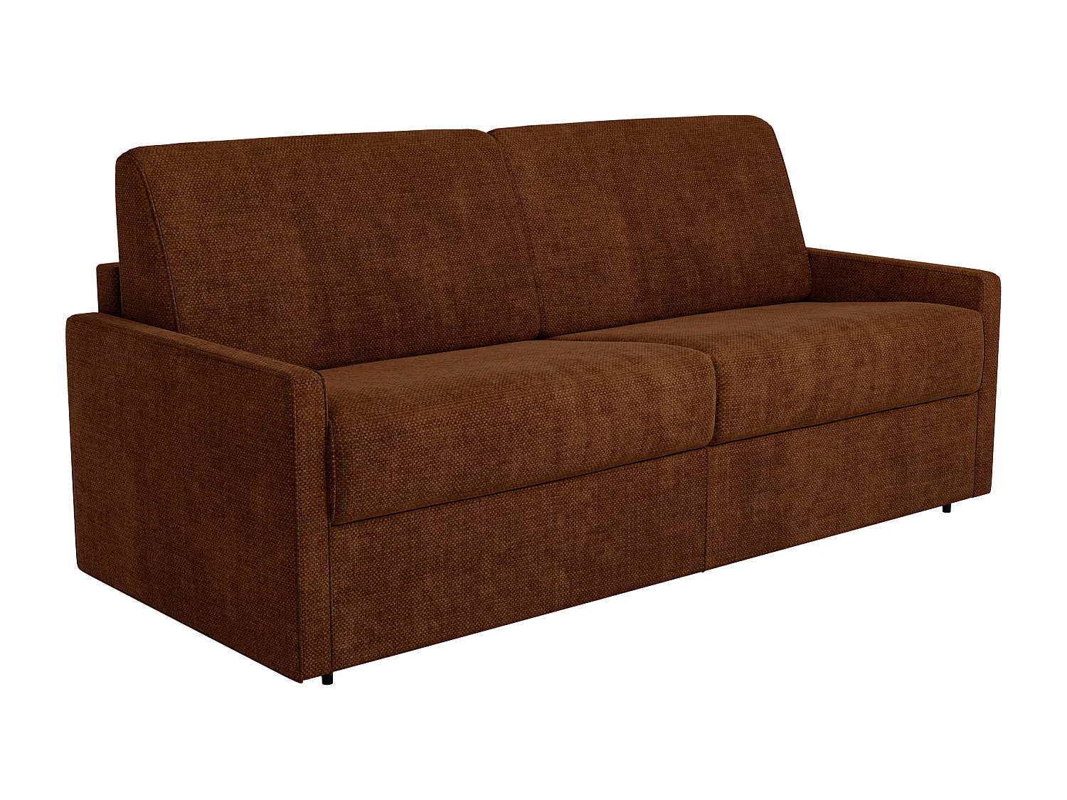Canapé 2 places convertible express en tissu terracotta - Couchage 120 cm - Matelas 18 cm CALIFE
