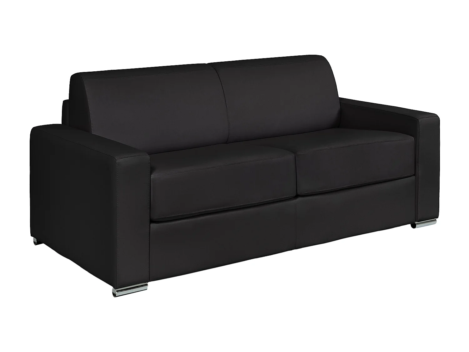 Canapé 3 places convertible express en cuir de buffle noir - Couchage à lattes larges 140 cm - Matelas 22 cm avec mémoire de forme CALITO