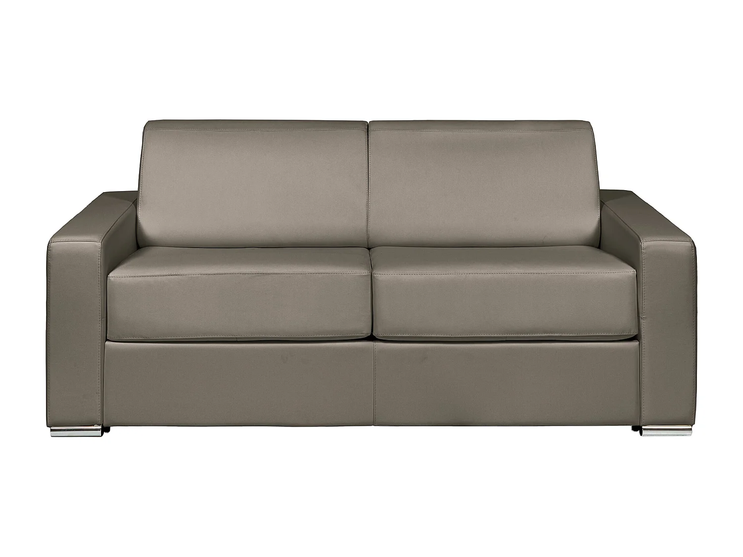 Canapé 3 places convertible express en cuir de buffle taupe - Couchage à lattes larges 140 cm - Matelas 22 cm avec mémoire de forme CALITO