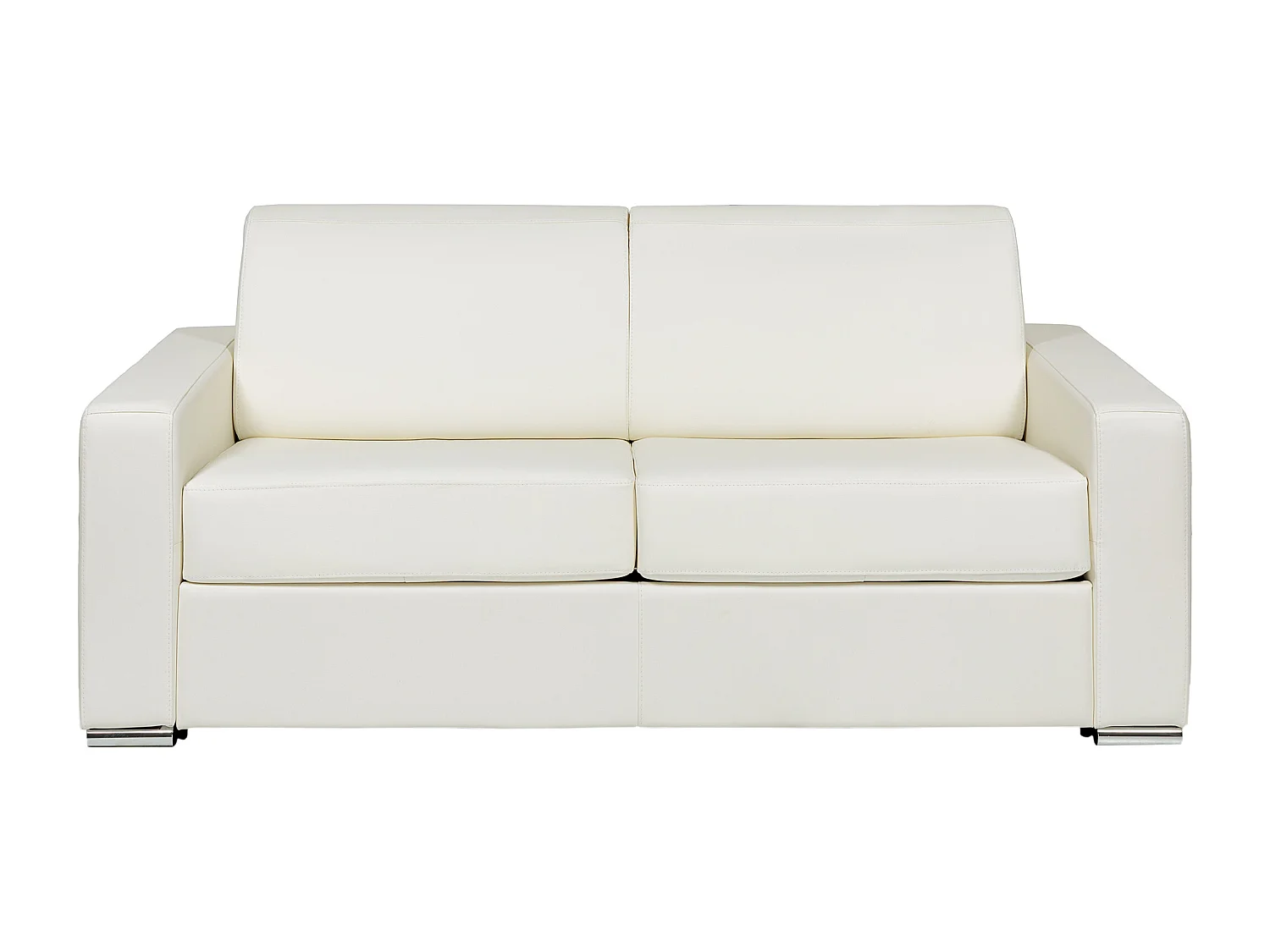 Canapé 3 places convertible express en cuir de buffle blanc - Couchage à lattes larges 140 cm - Matelas 14 cm CALITO