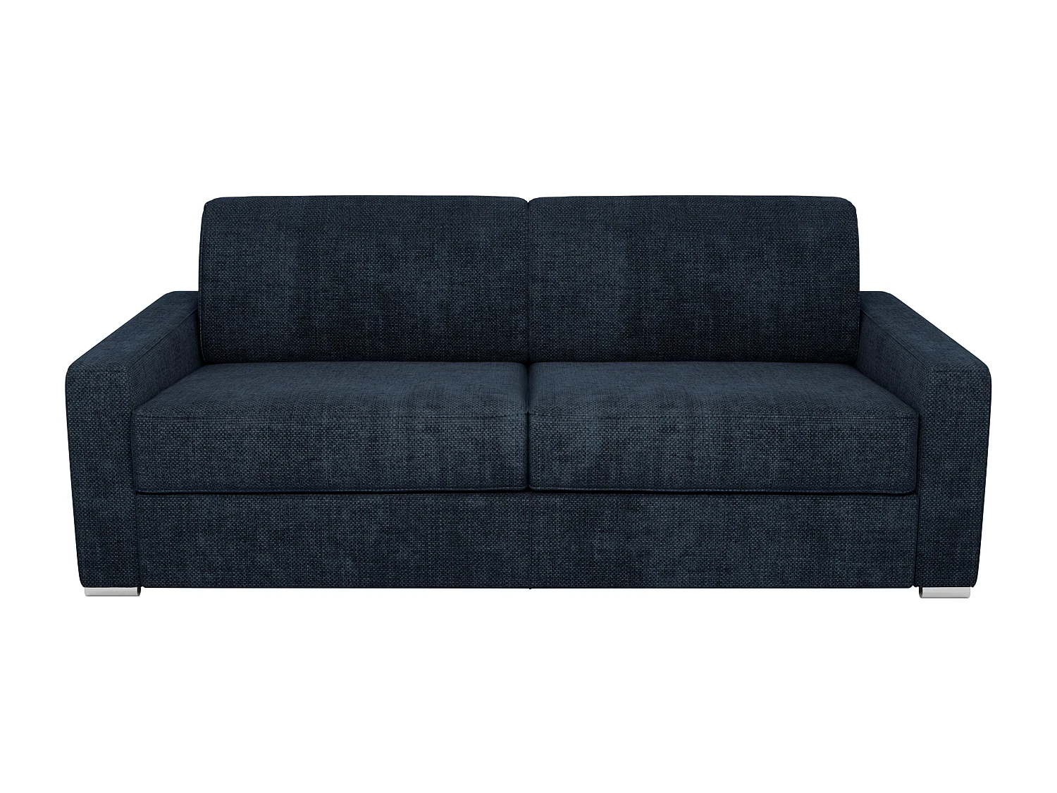 Canapé 3 places convertible express en tissu bleu - Couchage à lattes larges 140 cm - Matelas 14 cm CALITO