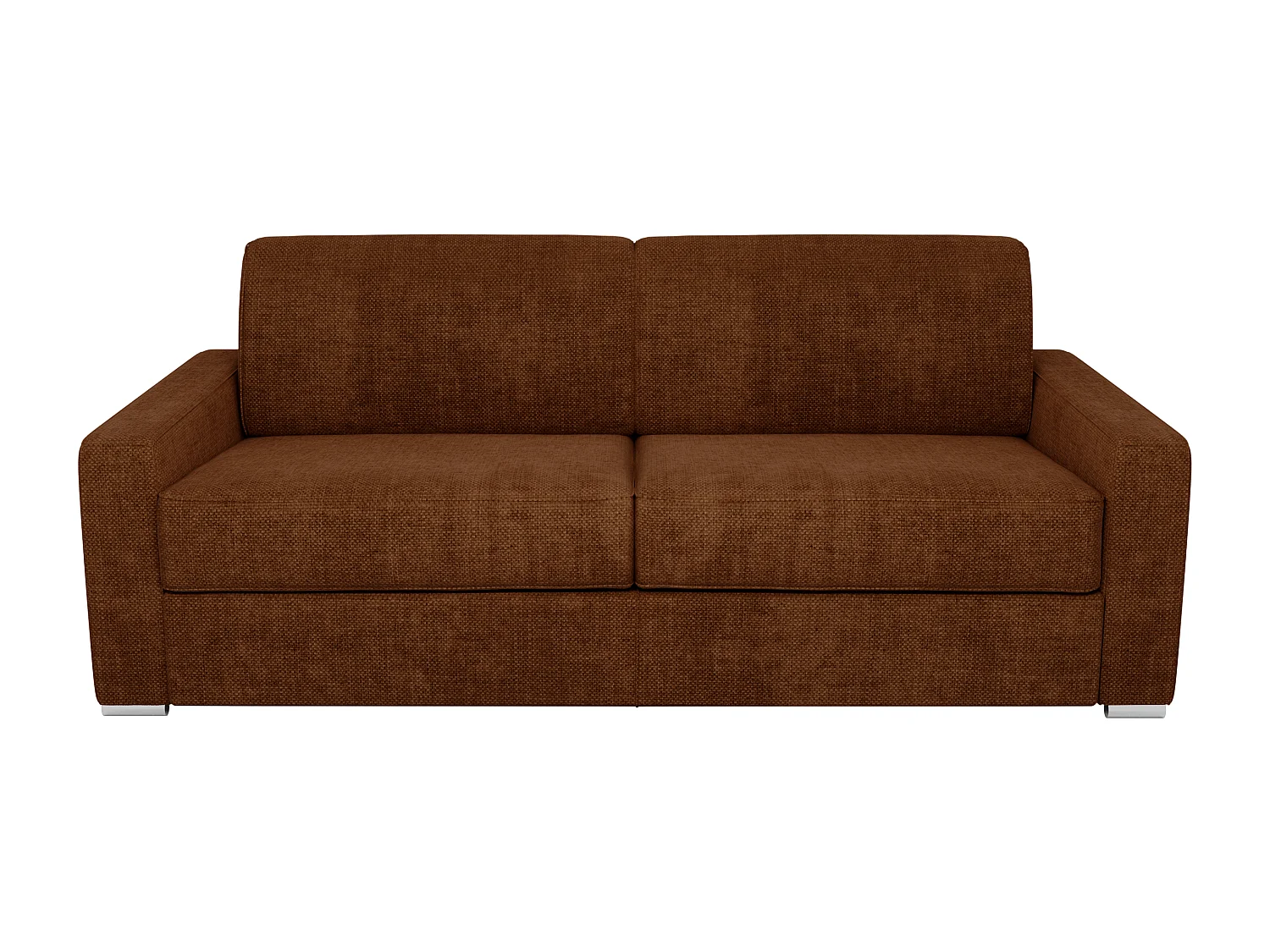 Canapé 3 places convertible express en tissu terracotta - Couchage 140 cm - Matelas 14 cm CALITO