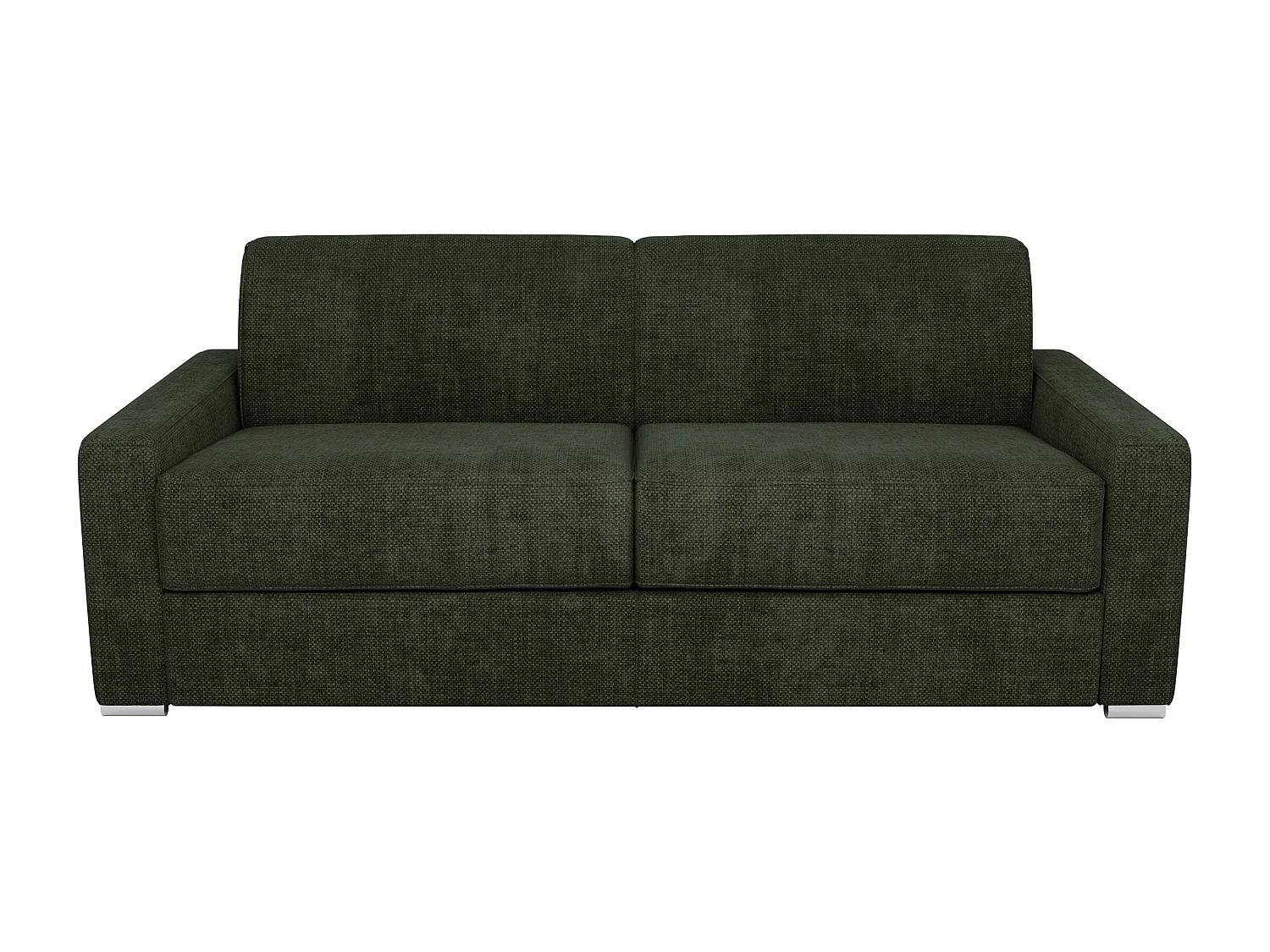 Canapé 3 places convertible express en tissu vert - Couchage 140 cm - Matelas 22 cm avec mémoire de forme CALITO
