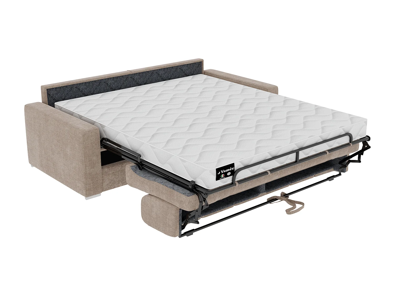 Canapé 3 places convertible express en tissu beige - Couchage 140 cm - Matelas 18 cm - CALITO