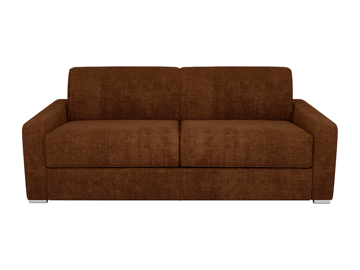 Canapé 3 places convertible express en tissu terracotta - Couchage à lattes larges 140 cm - Matelas 22 cm avec mémoire de forme CALITO
