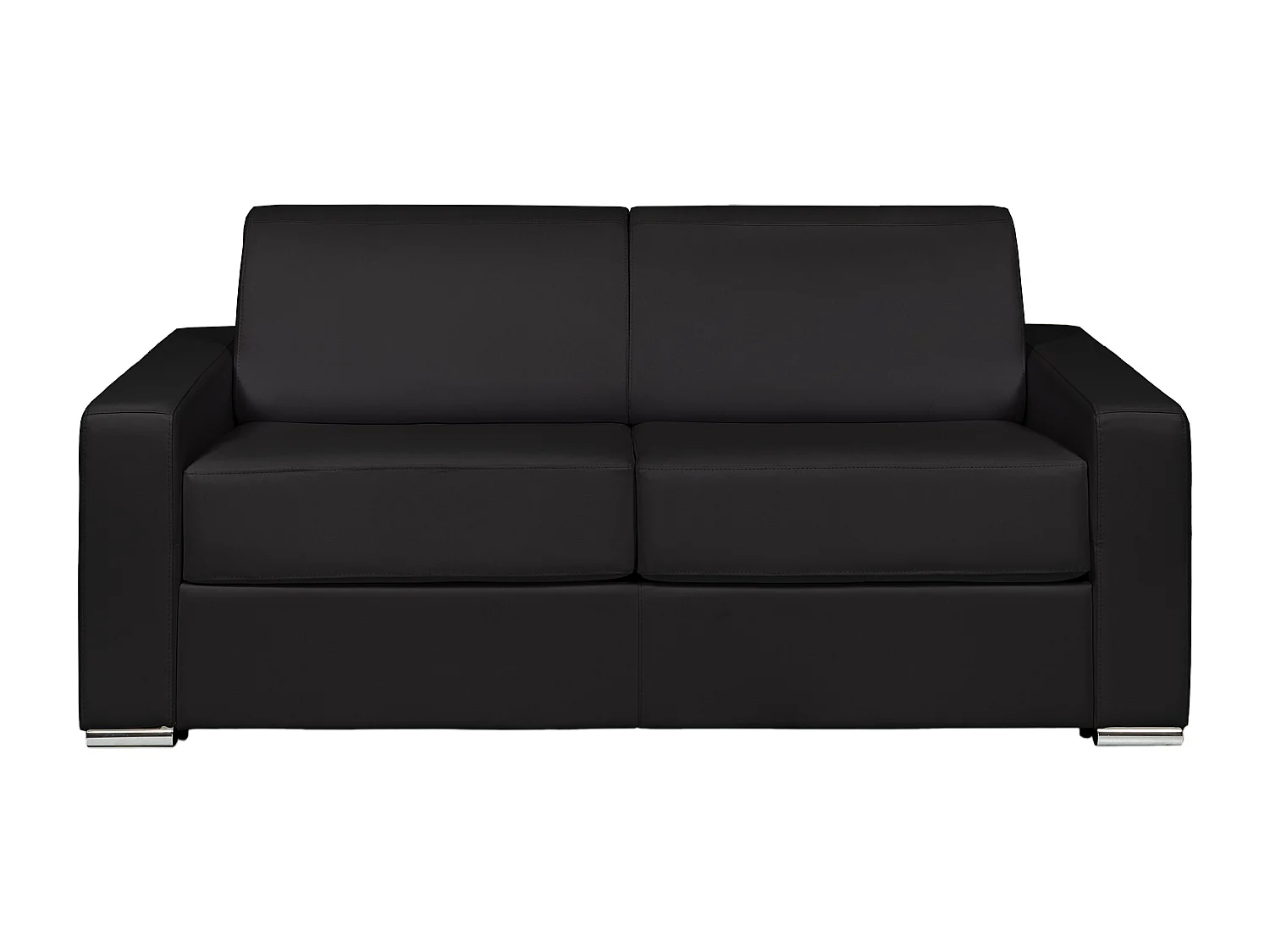 Canapé 4 places convertible express en cuir de buffle noir - Couchage 160 cm - Matelas 22 cm avec mémoire de forme CALITO
