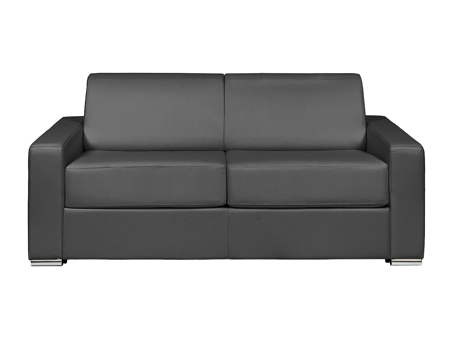 Canapé 4 places convertible express en cuir de buffle gris - Couchage à lattes larges 160 cm - Matelas 22 cm avec mémoire de forme CALITO
