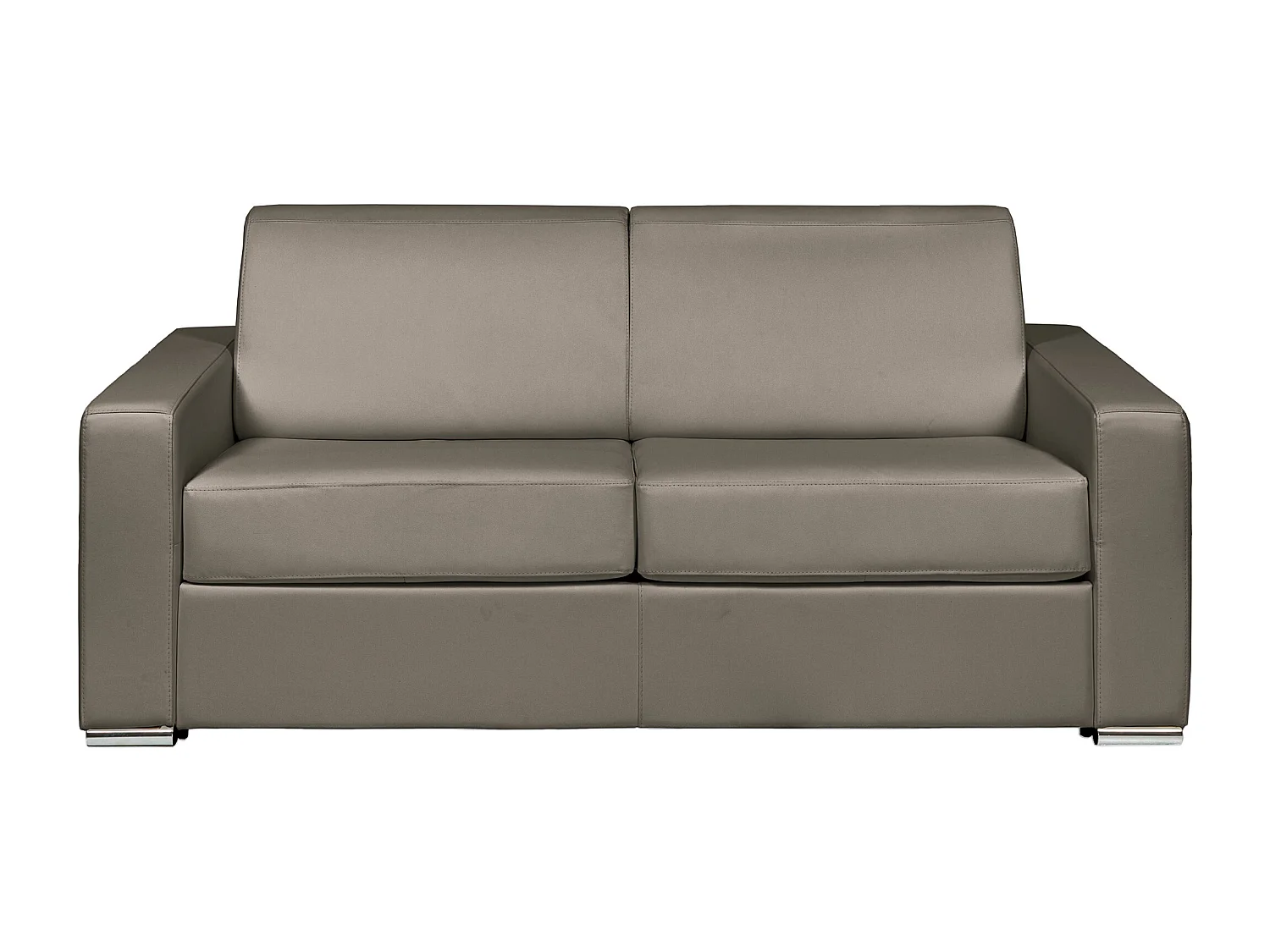 Canapé 4 places convertible express en cuir de buffle taupe - Couchage 160 cm - Matelas 18 cm CALITO
