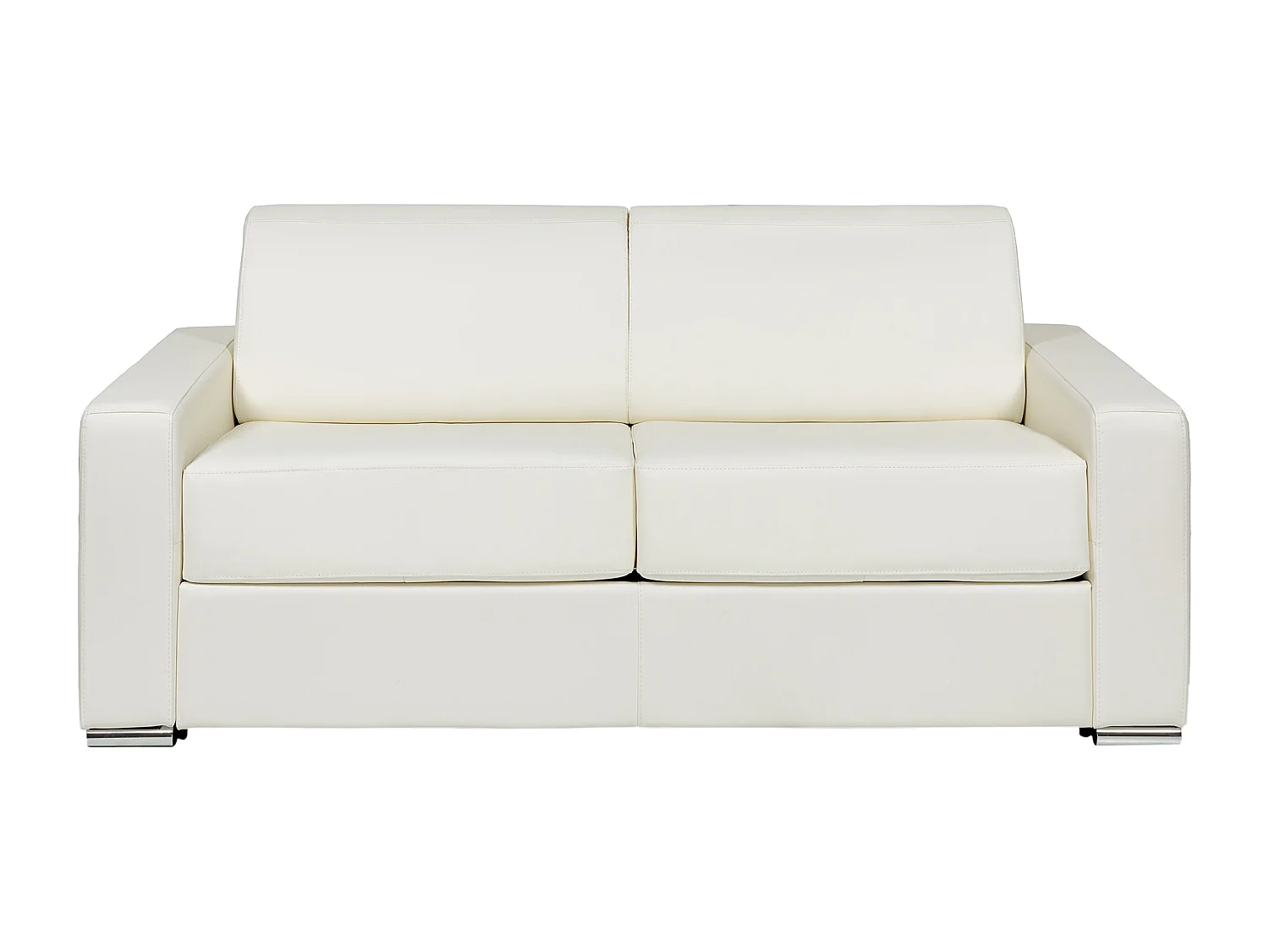 Canapé 4 places convertible express en cuir de buffle blanc - Couchage à lattes larges 160 cm - Matelas 22 cm avec mémoire de forme CALITO