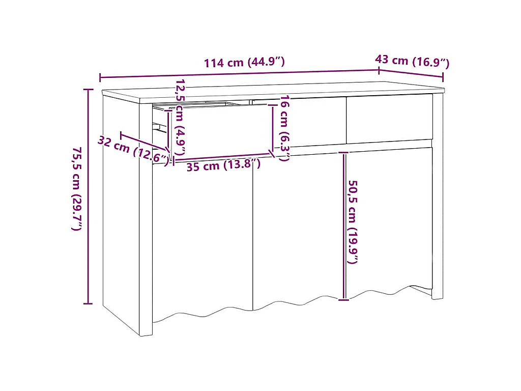 Buffet Drammen Blanc 114 x 43 x 75,5 cm Bois de pin massif