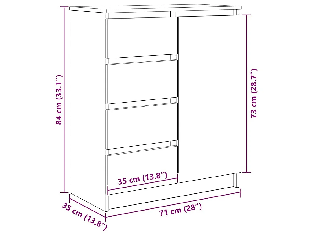 Sideboard mit Schubladen Weiß 71x35x84 cm Holzwerkstoff