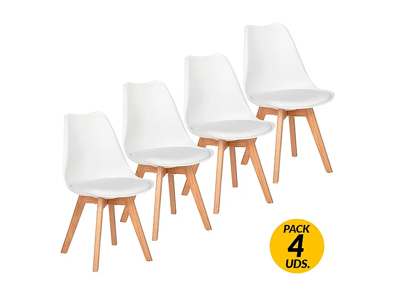 Pack de 4 sillas Fina blanco 83x45x48 cm