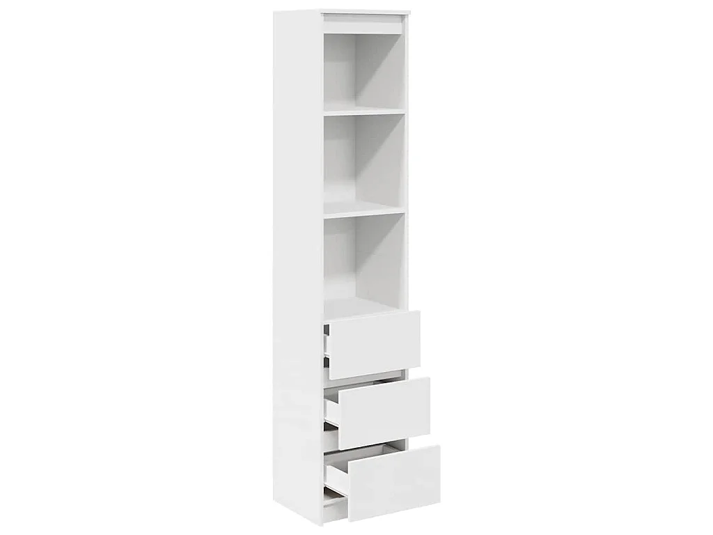 Credenza Bianca 37,5x35x180 cm in Legno Multistrato
