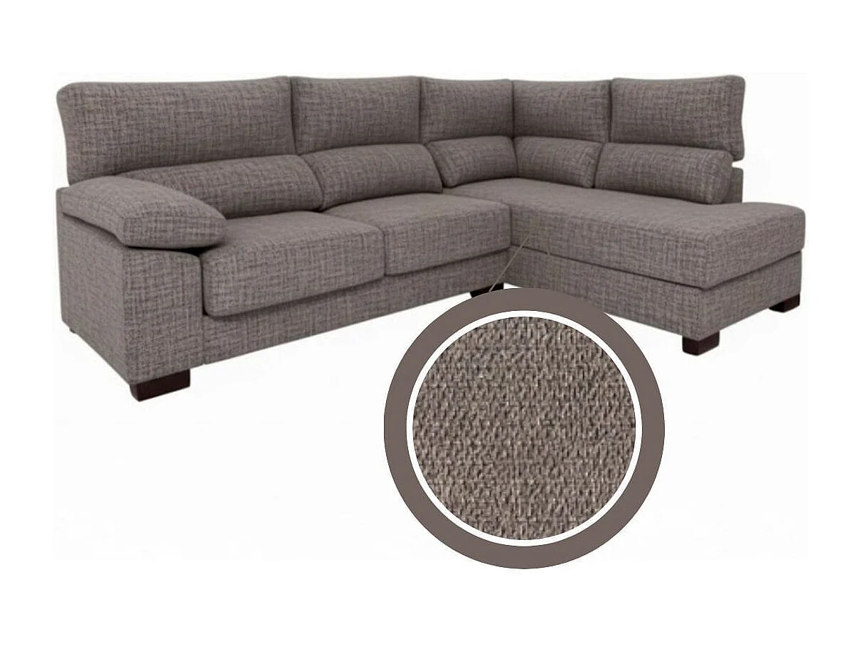 Sofá chaiselongue Meridien 3 plazas deslizante + reclinable tela Bronx derecha gris 100x282x195 cm