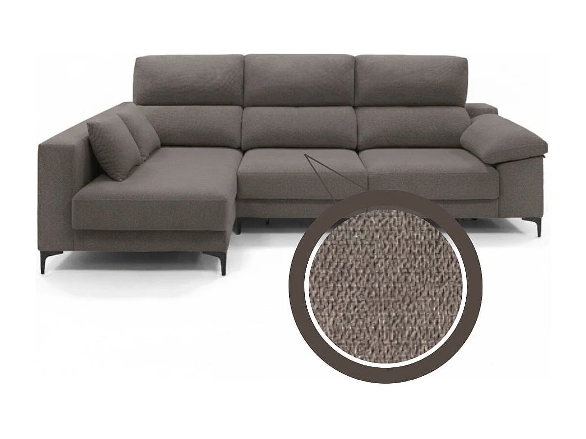 Sofá chaiselongue Santorini 3 plazas deslizante + reclinable tela Bronx izquierda gris 100x275x160 cm