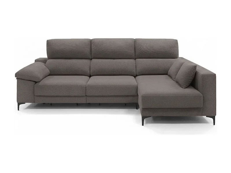 Sofá chaiselongue Santorini 3 plazas deslizante + reclinable tela Bronx izquierda gris 100x275x160 cm