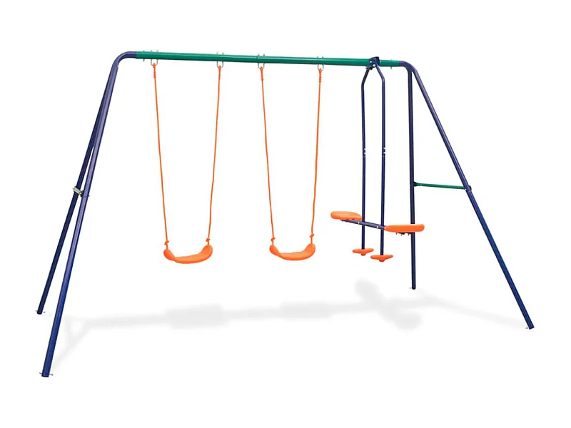 Columpio infantil 4 asientos 2 balancines + tándem +3A multicolor 182x324x155 cm