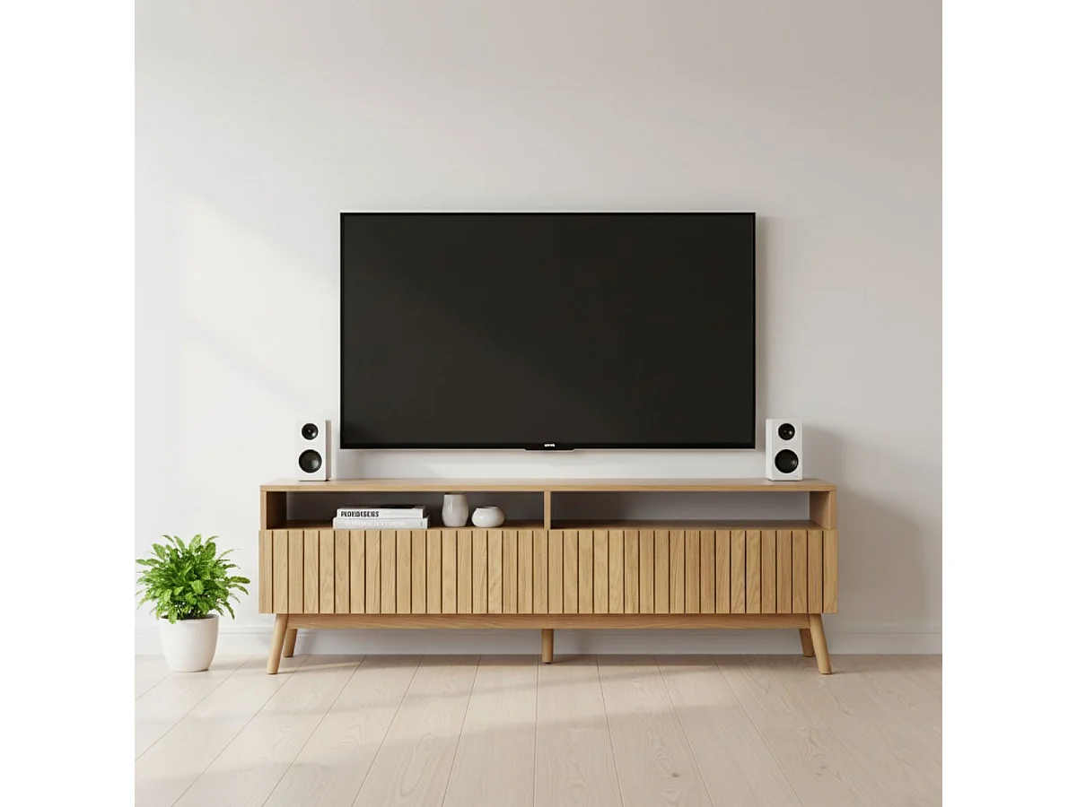 Mueble bajo de TV Trend 2 huecos + 2 cajones madera 50x150x40 cm Adec