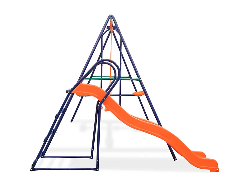Columpio infantil 3 asientos balancín + tándem + tobogán +3A multicolor 180x297x193 cm